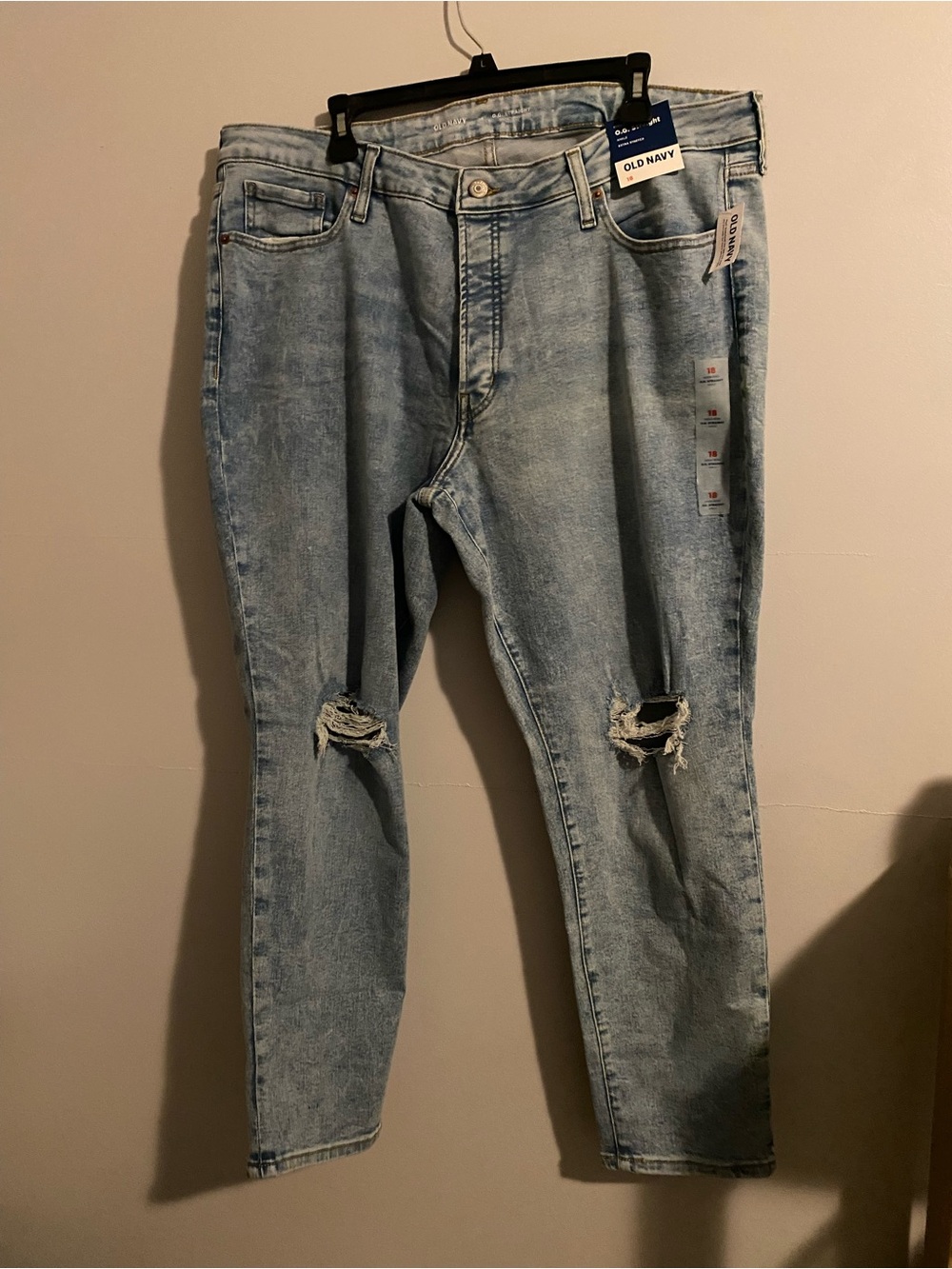 Old Navy Light Blue Slim Straight Ripped Jeans
